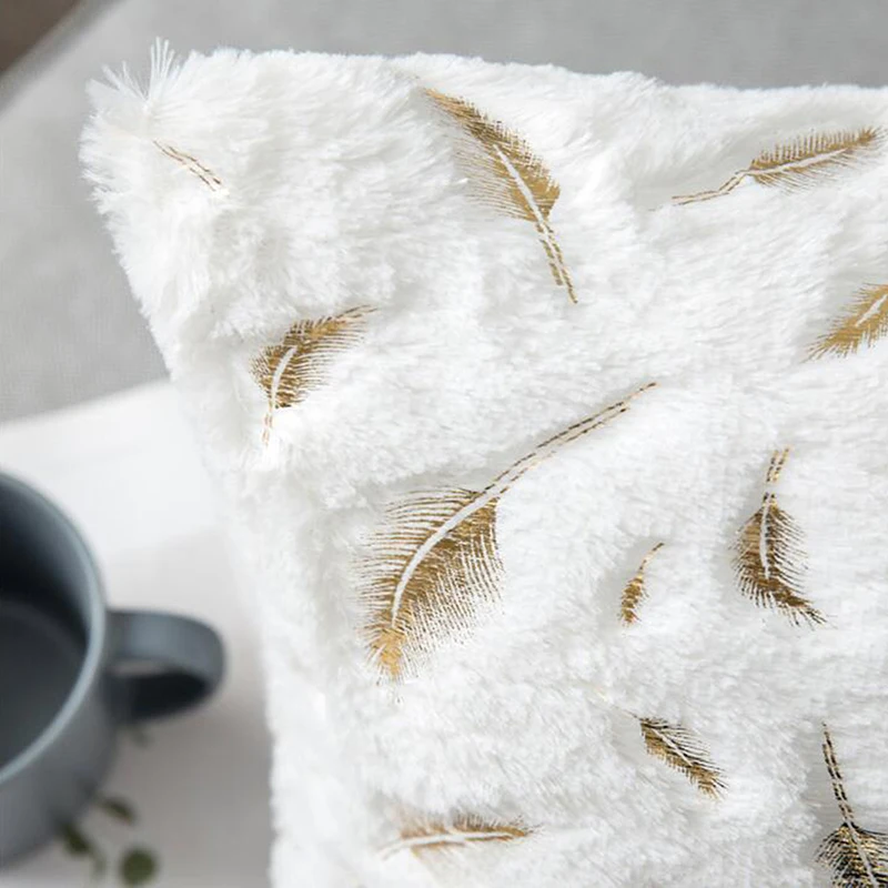 غطاء وسادة قطيفة من صوف البرنز القصير ، غطاء وسادة نوم منفوش دافئ ، غطاء وسادة سرير منزلي ، شتاء ، 45x45 سم #5