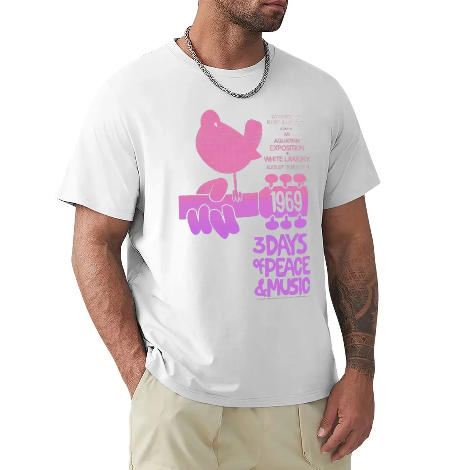 Woodstock - Pink Aquarian Shirt Short Sleeved TShirt Fashion Cotton T-shirt Tee Shirts Tops