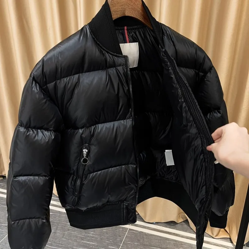 Autumn and winter female Stand collar Down jacket Casual jacket 3D alphabet warm Flight jacket Fashion clothing movement coat