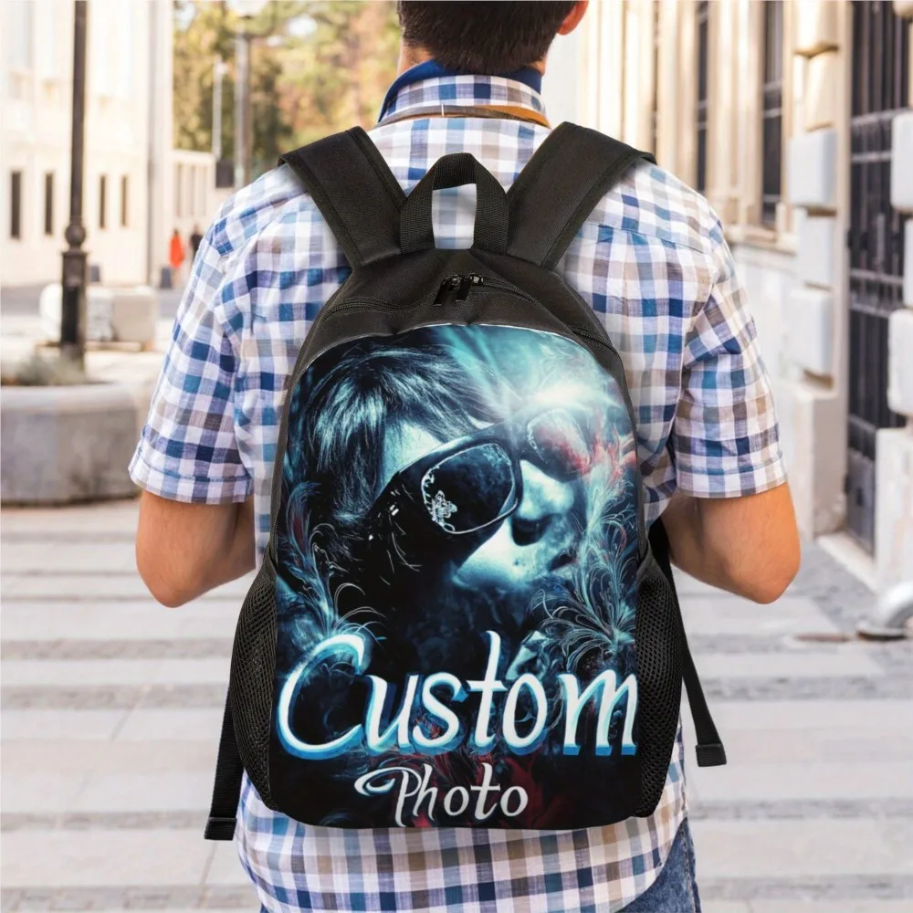 Custom Photo Backpack - Personalized Lightweight Travel & School Bag with Adjustable Straps, Durable Polyester, Zipper Closure
