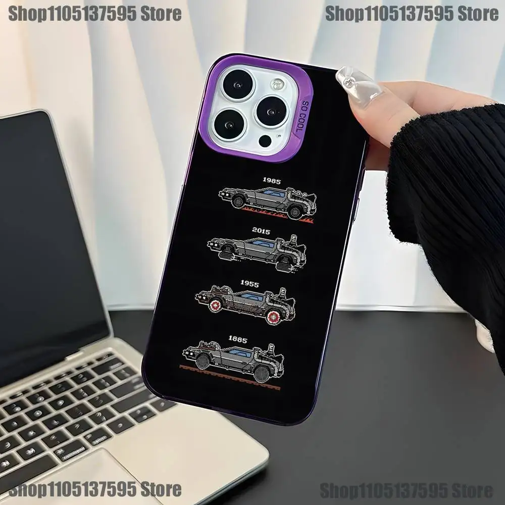 حافظة هاتف فيلم العودة إلى F-Future لهاتف iPhone 17,16,15,14,13,12,11,Mini,Pro,E,SE4,XS,MAX غطاء كاندي غير لامع أرجواني