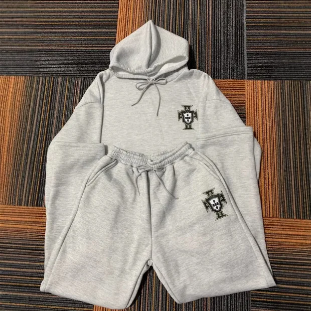 2025 Autumn and Winter New Style Long-Sleeve Hooded Shirt, Trendy Loose Casual Pants, and Sweatshirt Set for Men