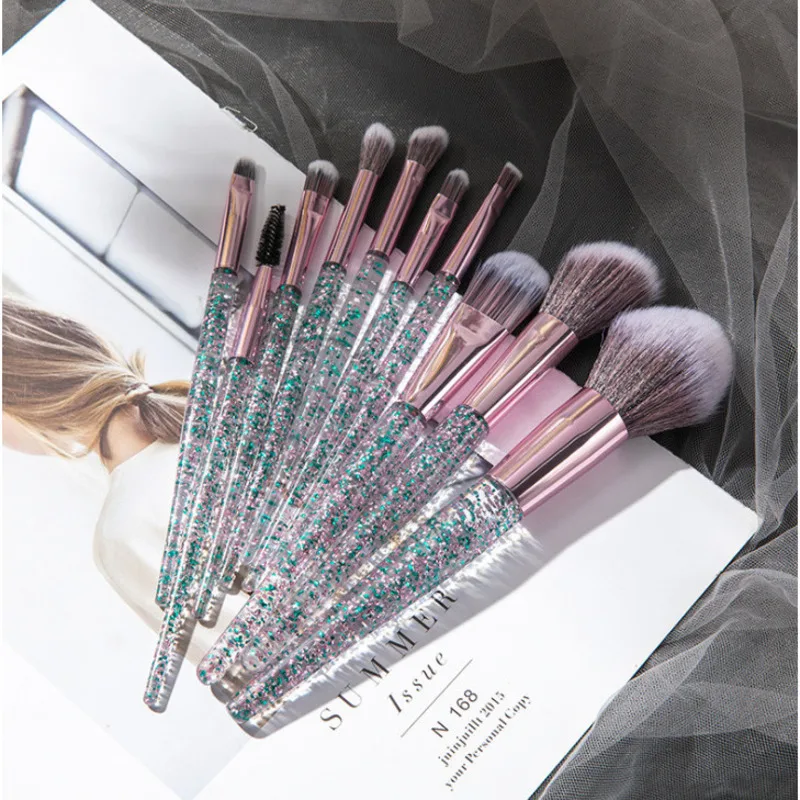 

10 Crystal Brushes, Eye Shadow Blusher Brush, Powder Brush Set, Full Set Of Makeup Tools, Sequins Package