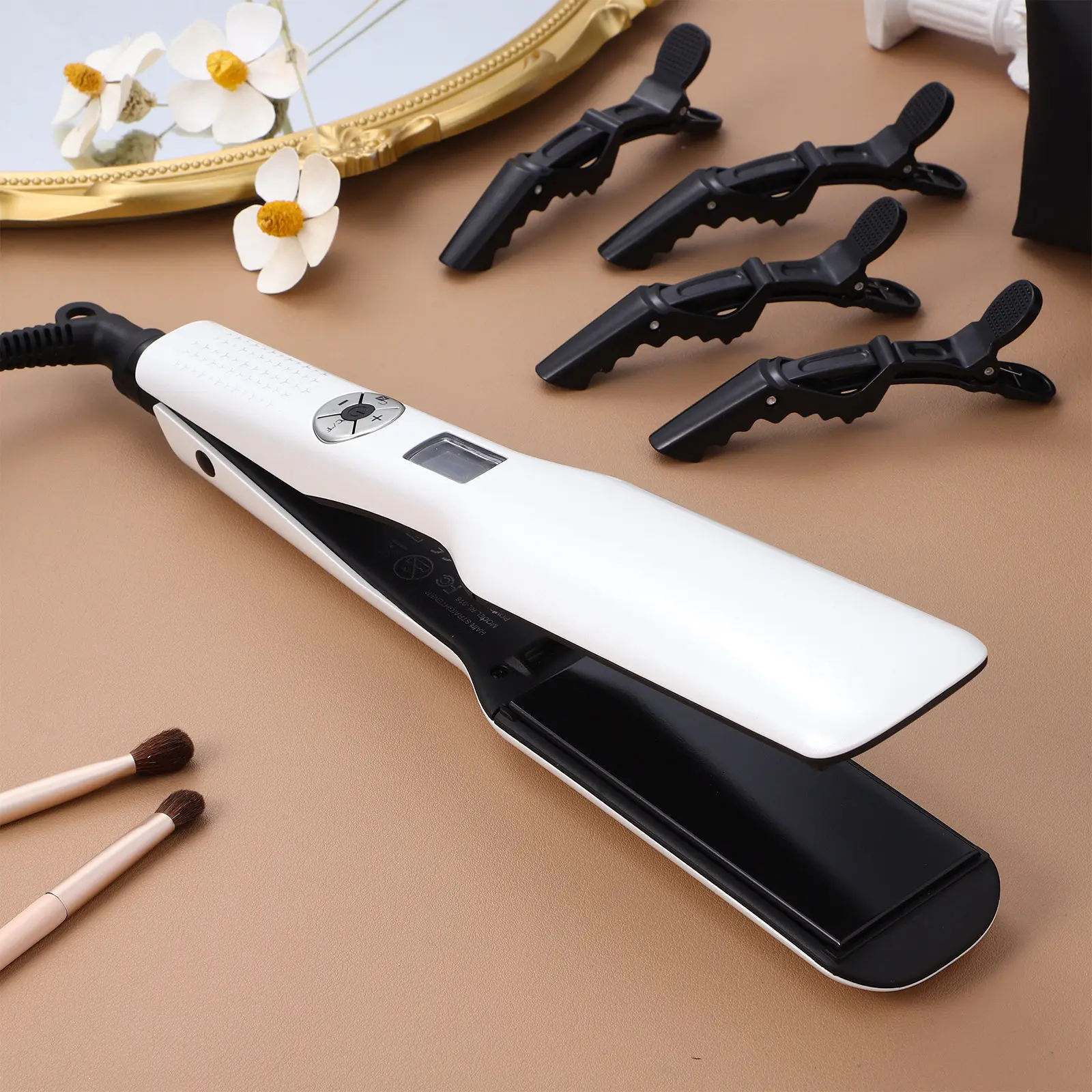 

Flat Iron Hair Straightener with Ptc Even Heating Ceramic Plates 6000H Long Tool for All Hair Types Women Us