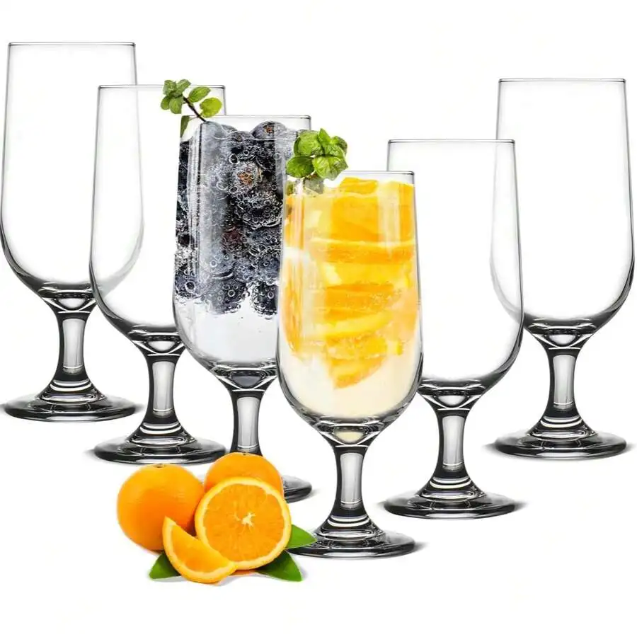 Water Goblets Set Of 6, Clear Goblet Glasses Set For Home Bar, Wedding, Party, Elegant Design For Iced Tea, Sangria, Juice, Dish