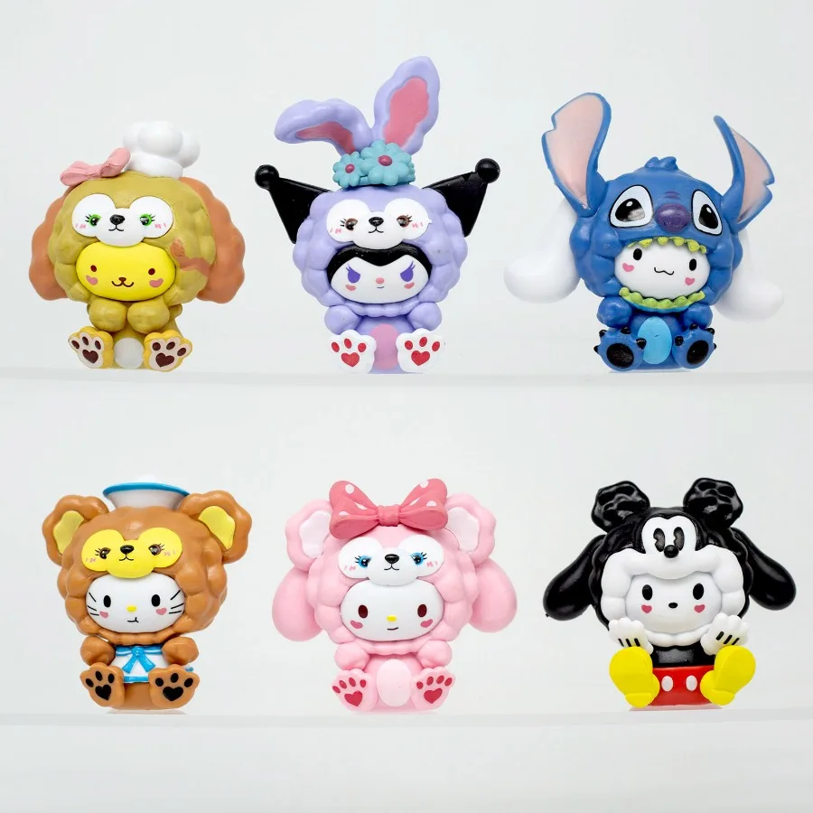 

Sanrio Sheep Costume Series Hello Kitty My Melody Kuromi Pochacco Pompompurin Blind Box Anime Cartoon Desktop Decor Trendy Toys