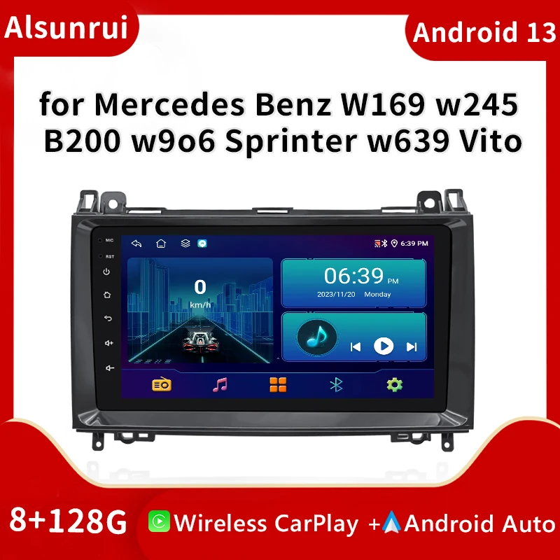 

Wireless Carplay Android 13 9" 8 Core Car Radio Multimedia Stereo for Mercedes Benz Viano Vito W639 B200 W169 W245 2004-2012