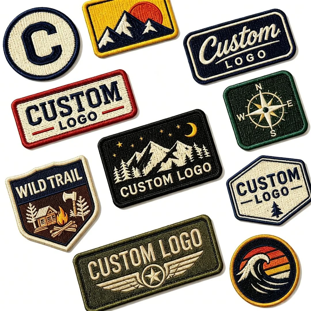 Custom Badge 3D Embroidery Fabric Patch Custom Logo Space Anchor Heart Pattern Decorative Clothing