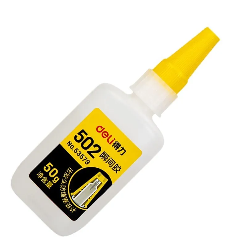 Deli 50g Super Strong Liquid Glue 502 Fast Dry Bond Adhesive Repair Leather Rubber Metal Wood Ceramics Nail Gel Tool