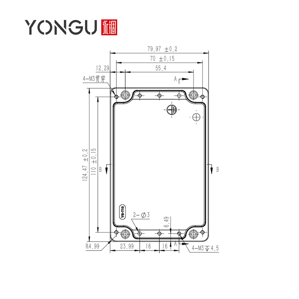 Custom Aluminum Electrical Enclosure Metal Projects Housing Die-casting Waterproof Junction Box T05 127.4*82.4MM