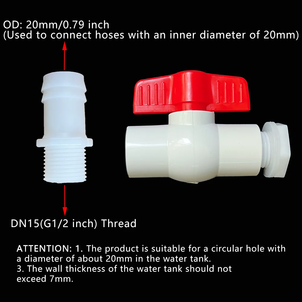 1 قطعة صمام خزان المياه استنزاف التبديل موصل الخرطوم تنظيم التدفق G1/2 بوصة DN15 الموضوع البلاستيك حديقة الري تربية الدواجن #5