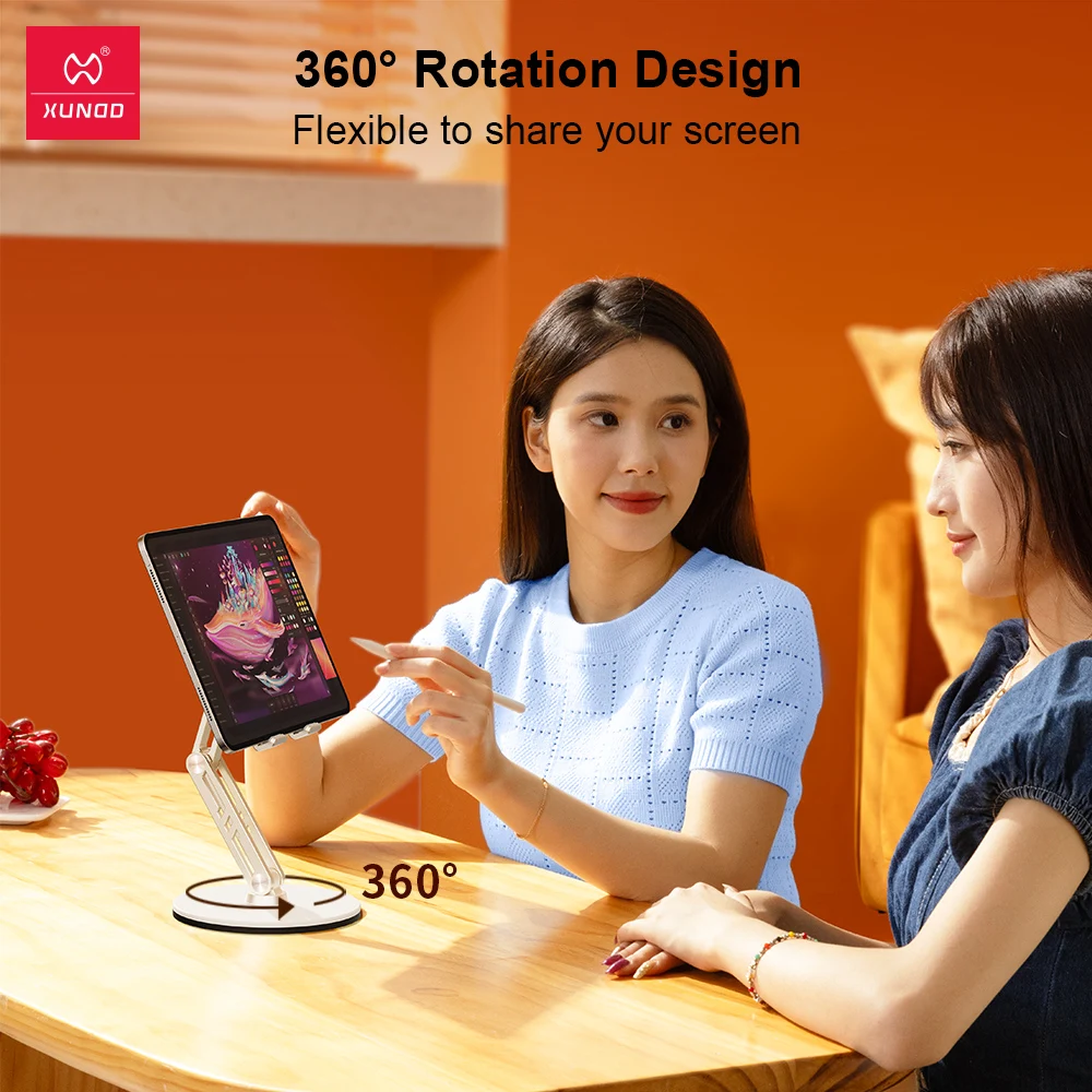 XUNDD Tablet Holder For iPad Stand Alloy Tri-foldable 360° Rotatable No-slip Stable Portable Desk Stand 태블릿 거치대 아이패드 거치대