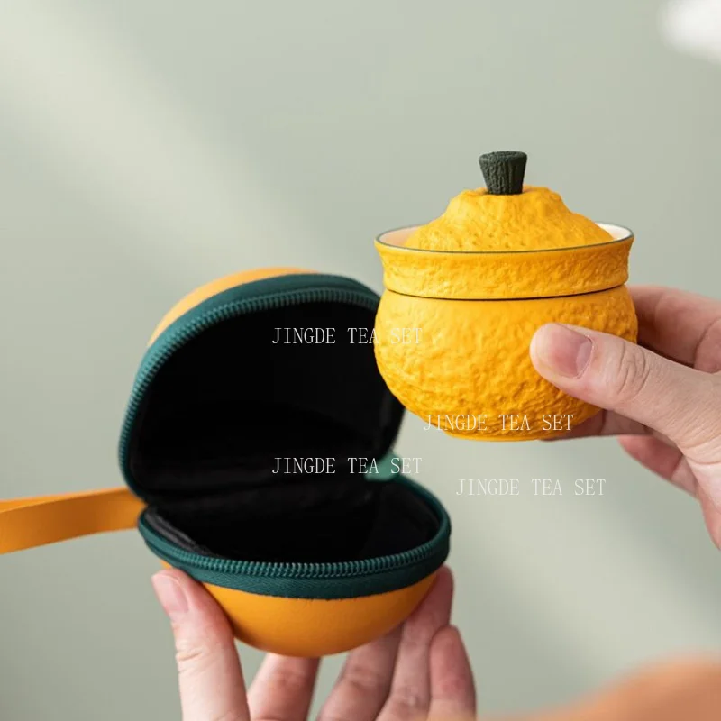 Portable Ceramic Tea Set Personal Use Only 1 Pot, 1 Cup Tea Tasting Cup Chinese Style Tea Infuser Kungfu Drinking Utensils