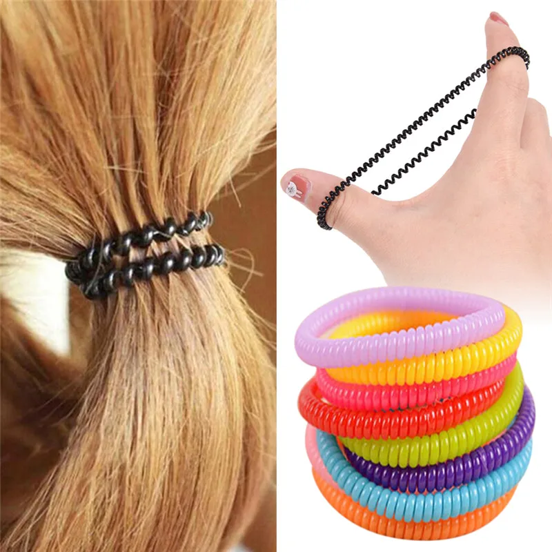 Hot Sale 10 Pieces Ultra-thin Elastic Hair Rope Ponytail Holder Children's Caterpillar Thin Telephone Wire Headdress