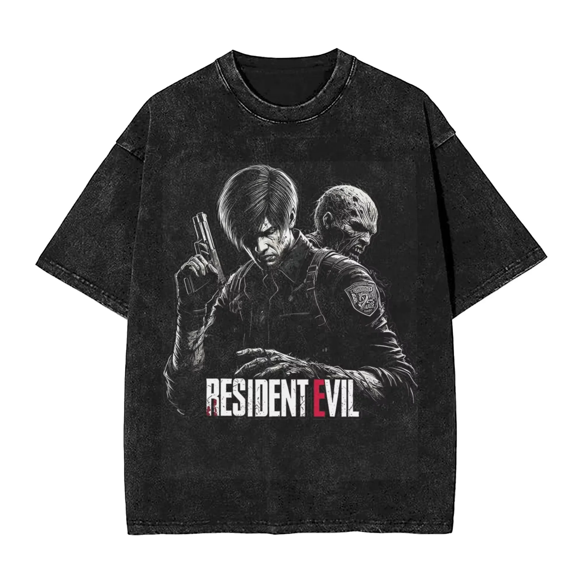 

Harajuku Resident Evil Graphic T Shirt Vintage Washed Oversized T-shirt Cotton Short Sleeve Tee Shirt for Men Women Clothing