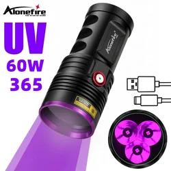 Alonefire H42 60W UV Flashlight Detector Pet Urine Stains cat tinea Leak Ore Hunting Marker Usb Charging Ultraviolet torch light