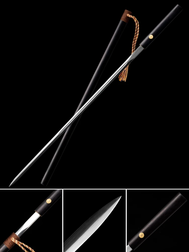 Espada Colecionável Chinesa Shirasaya, Lâmina de Aço 3Cr13MoV, Feita à Mão, Cabo Integral, Bainha de Madeira Ébano, Katana, Decoração para Casa