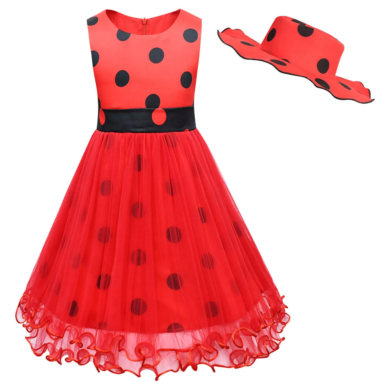 New 2024 Halloween Lady Girls bug Birthday Party Dress Toys Earrings Retro Costume Princess Clothes Birthday Party Kid Costume