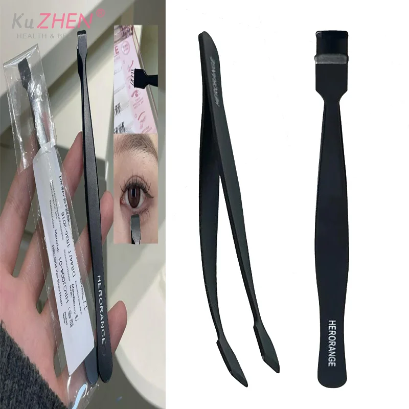 1pcs Stainless Steel Lower False Eyelashes Tweezer Lashes Extension Hair Removal Tweezers DIY Eyelashes Applicator Makeup Tools