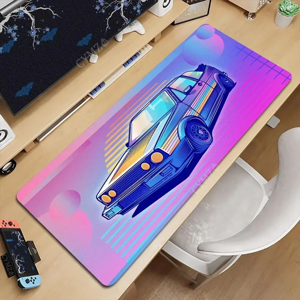 

Кибер-неоновый стиль, крутой ретро спортивный автомобиль, коврик для мыши, настольный коврик, игровые коврики, противоскользящие, прочные аксессуары для стола, коврики для клавиатуры, настольные коврики