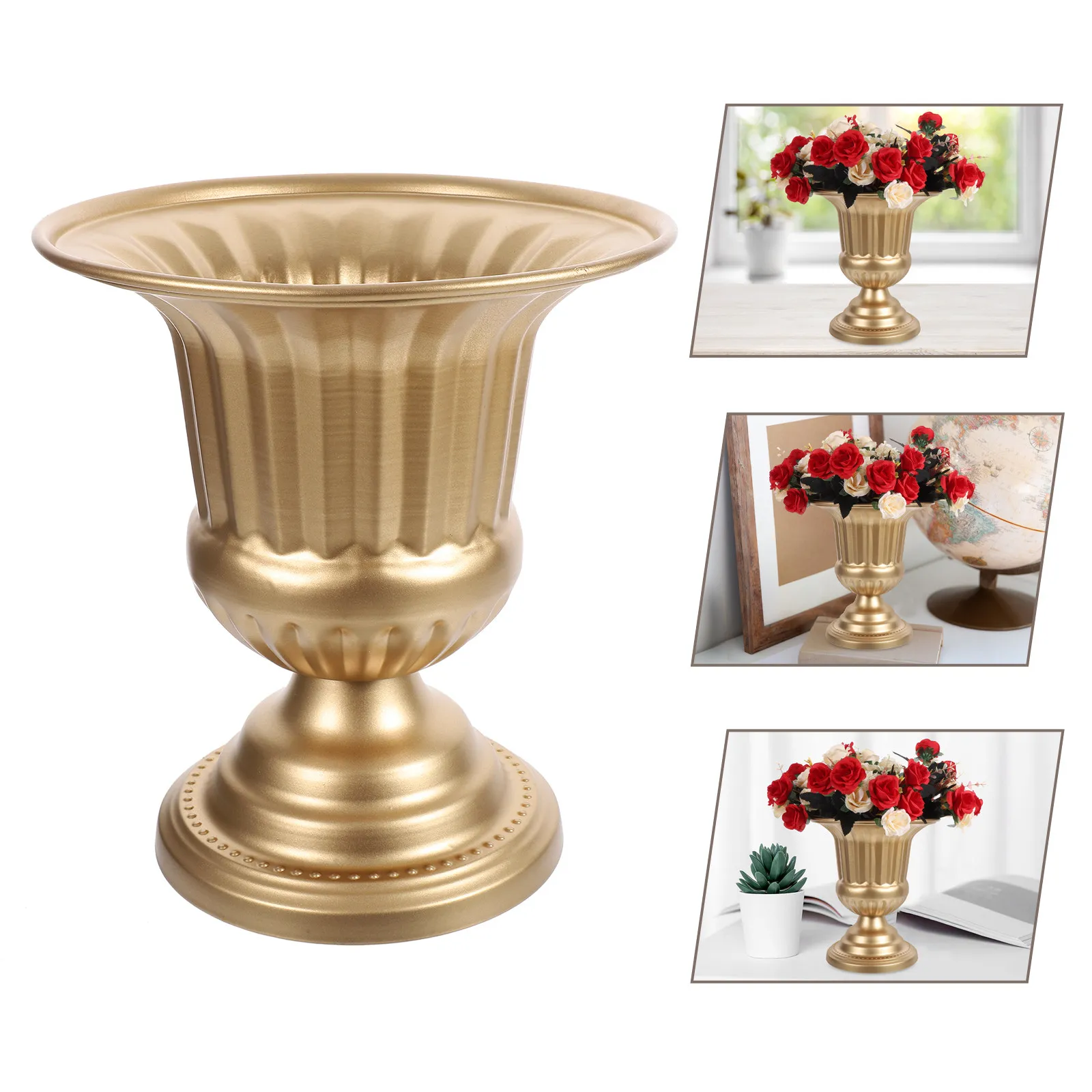 

Metal Flower Vase Vintage Design for Flowers Table Centerpiece Home Office Hotel Ambience Metal Urn Planter