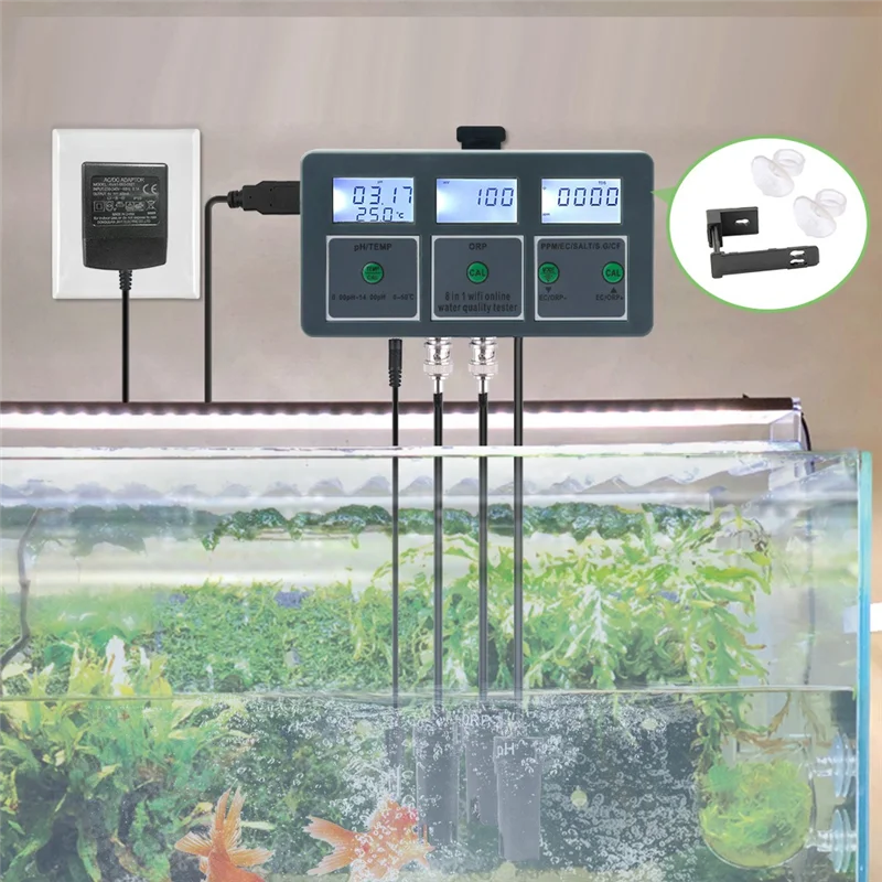 8-в-1 перезаряжаемый тестер качества воды, инструмент S.G PH EC Salt, горячая распродажа, инструменты um, вилка европейского стандарта