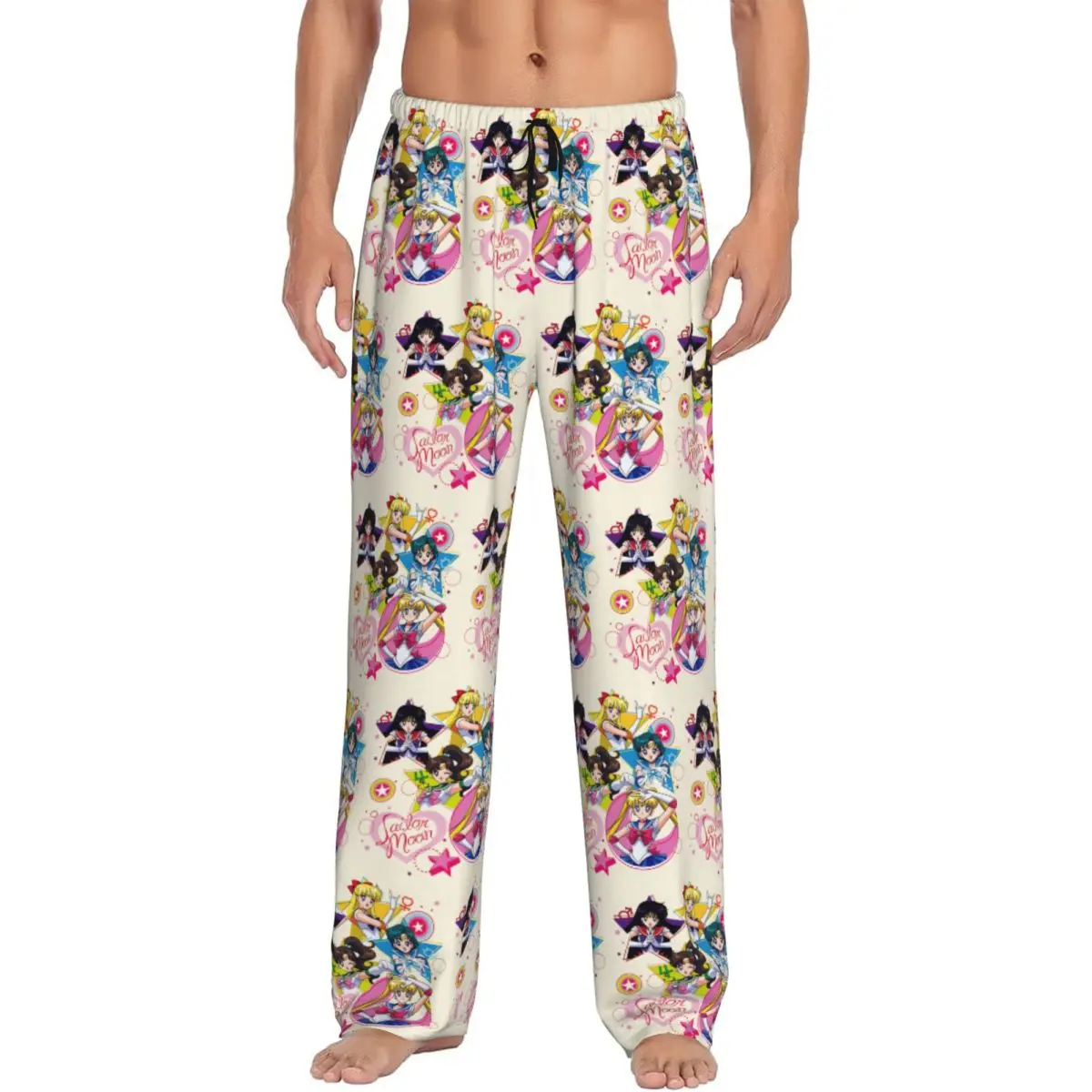 

Custom Printed Men's S-Sailors Moons Pajama Pants Beautiful Girl Cartoon Princess Sleepwear Sleep Lounge Bottoms with Pockets