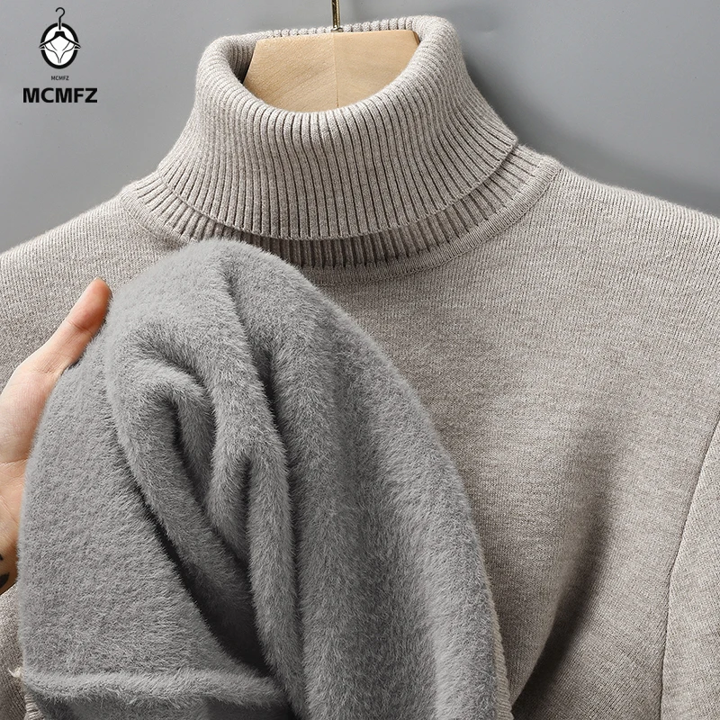 Sweatwear Mens Anti-pilling High Quality Knitted Turtleneck Sweater Slim Fit Long Sleeve Pullover Solid Color Trend Men Clothing