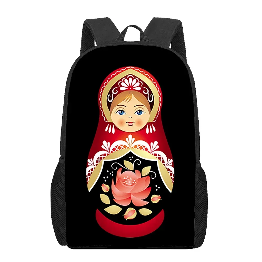 Russian Dolls Matryoshka Backpack 16 Inch Travel Bookbag for School College Students Russia Babushka Folk Art Bag Laptop Daypack