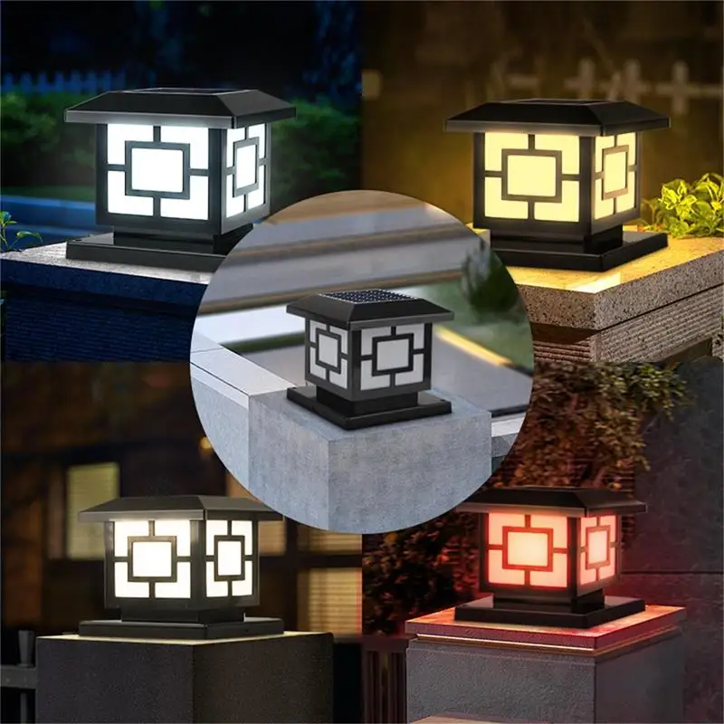 Temporizado led solar ao ar livre luz pilar luzes solares à prova dwaterproof água grosso jardim caminho estacionamento quintal decoração ao ar