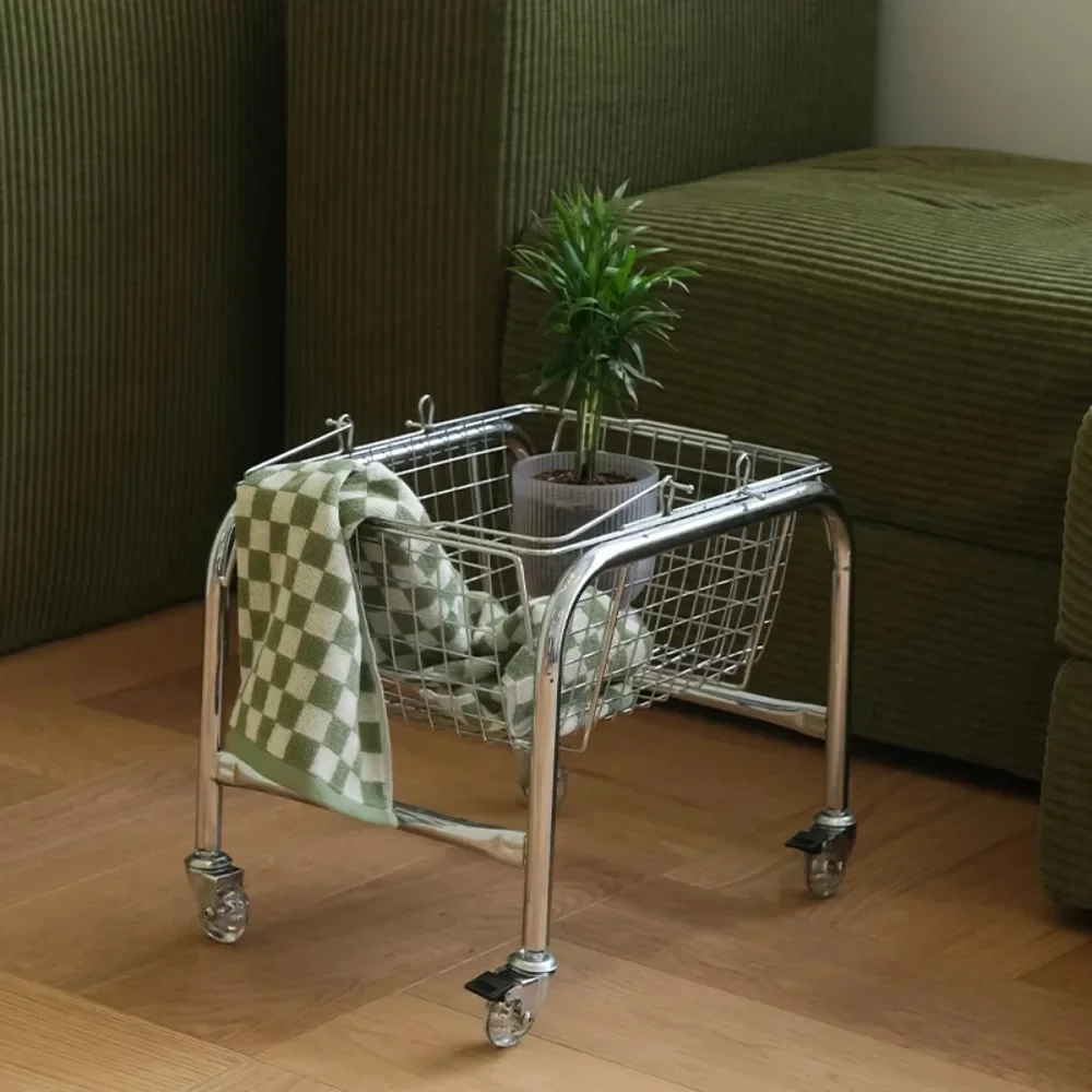 

Mobile Storage Rack Convenient Storage Basket High Load Bearing Capacity Book Shelf for Bedroom Kitchen Livingroom Side Table