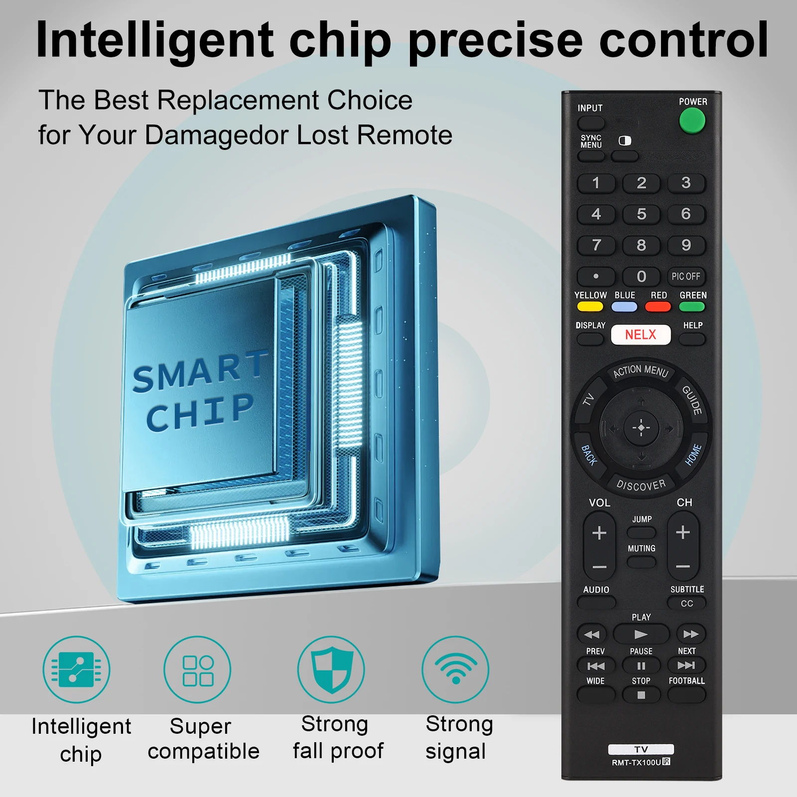 Controle Remoto Universal RMT-TX100U para TVs Sony - Compatível com Todas as TVs Sony LCD LED HDTV Smart Bravia - Não Requer Configuração