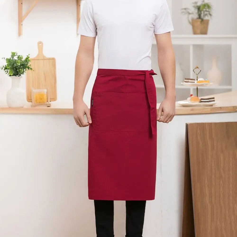 Antifouling Halve Schort Verstelbare Vetersluiting Ontwerp Ober Taille Schort Unisex met Zakken Keuken Koken Schort Keuken Gebruik