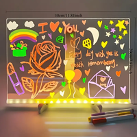 LED Note Board Night Light With Colorful 7 Pens DIY Acrylic Message Board Erasable Painting Drawing Board For Kids Birthday Gift
