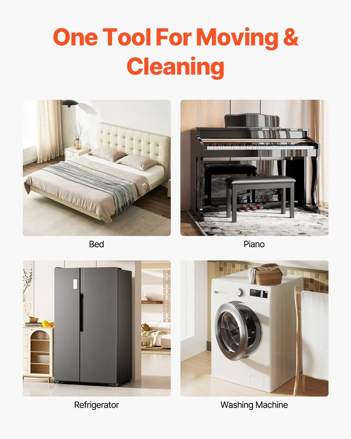 حامل أثاث قوي بقوة 1200 رطل مع 5 عجلات، دوللي متحرك متعدد الاتجاهات لأجهزة وصناديق الملابس الثقيلة #6