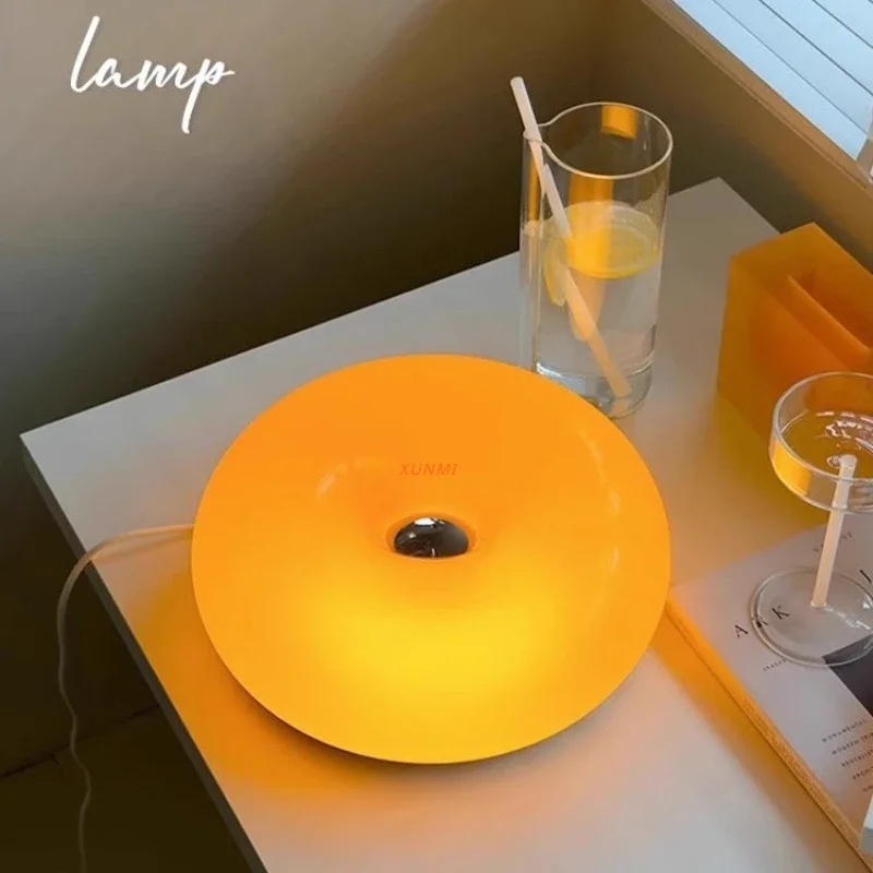 

Internet Celebrity Second-hand Ins Style Cream Style Donut Wall Lamp Touch Bedroom Orange Warm Bedside Atmosphere Table Lamp LED