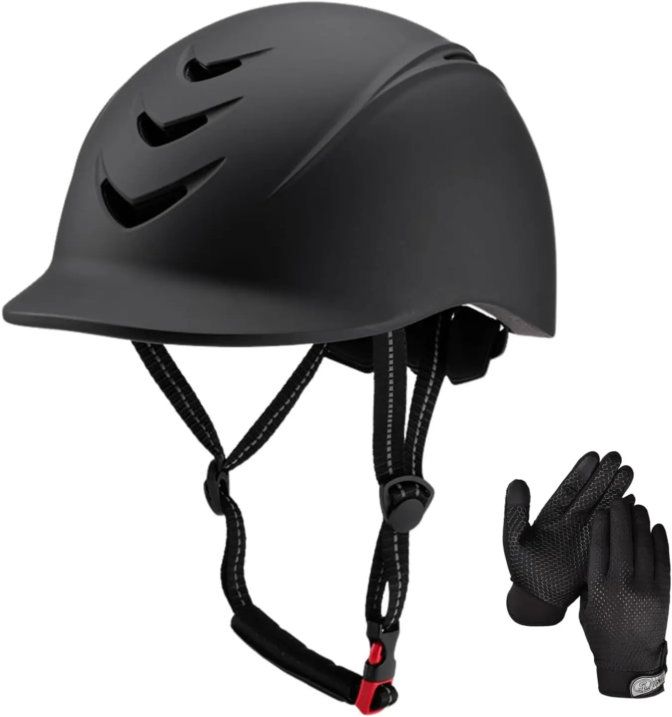 

Комплект шлемов для верховой езды, легкий регулируемый шлем для верховой езды для мужчин и женщин с перчатками с сенсорным экраном, снаряжение для верховой езды на спине