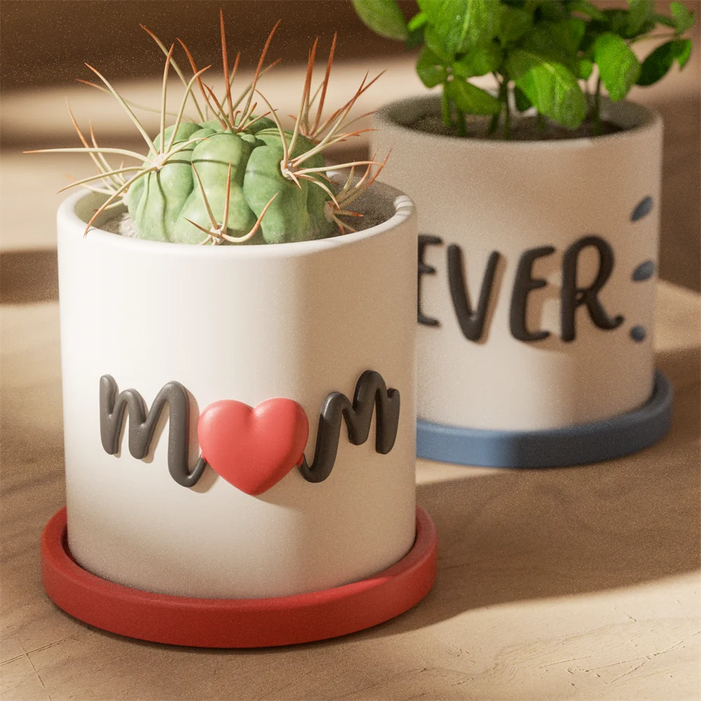 

Mother's Day Plant Pot and Tray Concrete Mold DIY Succulent Pot Cement Jesmonite Silicone Mould Garden Decorations