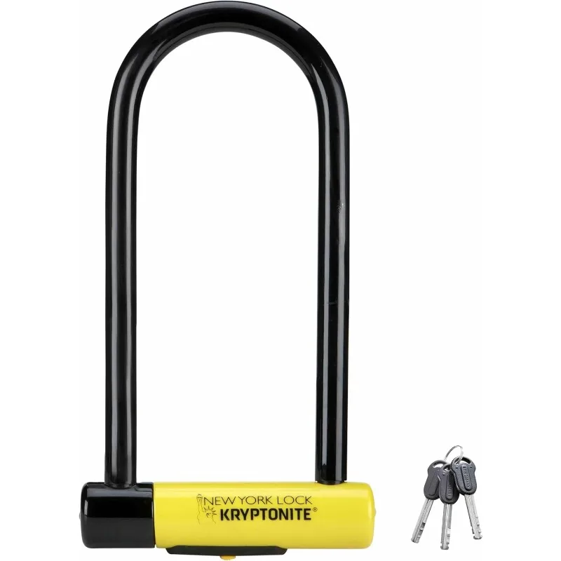 Kryptonite New York candado en U para bicicleta con grillete largo, candado de seguridad antirrobo resistente para bicicleta vendido en oro seguro, grillete de 16 mm de largo
