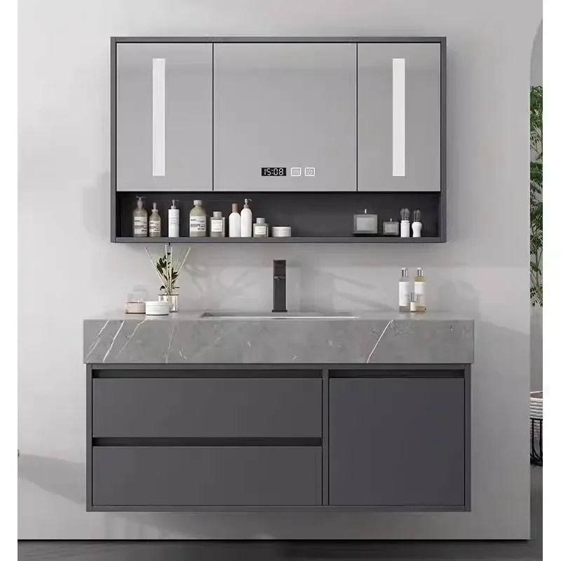 مجموعة أثاث الحمام تصميم الجدار شنق خشبي أسعار الجملة الحديثة فندق الخشب الرقائقي الحمام العائمة الغرور