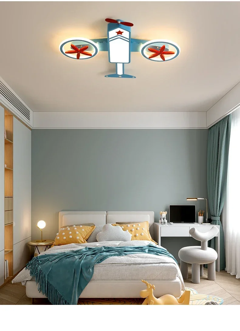 Nordic Airplane Ceiling Lamp Dimmable LED Light Kids Bedroom Fixture Cartoon Aircraft Decor Lamp for Children's Room Nursery