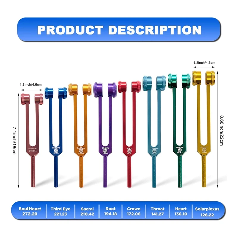 จักระส้อมชุดส้อมเสียงจักระสำหรับการปรับแต่งด้วยการปรับส้อมกระตุ้นสำหรับการรักษารักษารักษารักษารักษาร่างกาย