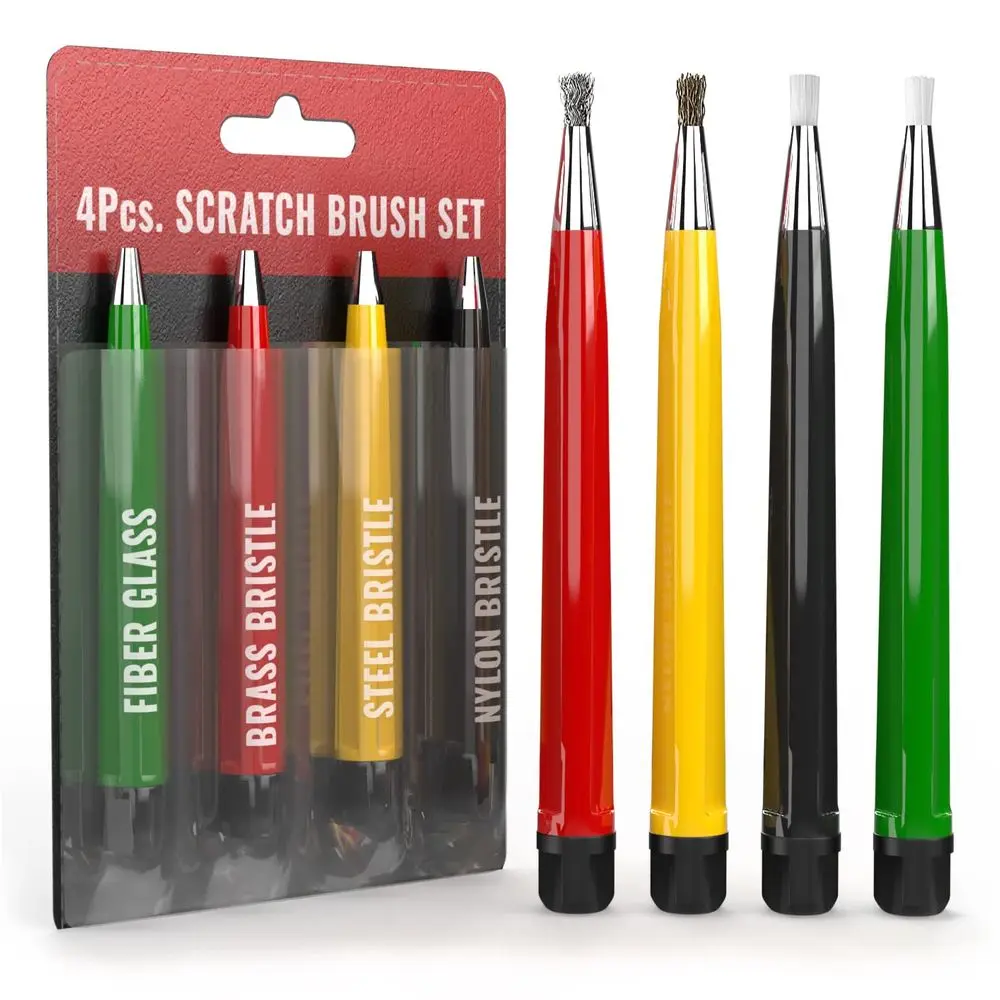 

Glass Fiber Pen Scratch and Cleaning Brush Set - Steel, Brass, Nylon, Fiberglass Tips for Detailing, Rust Removal, Electronics,