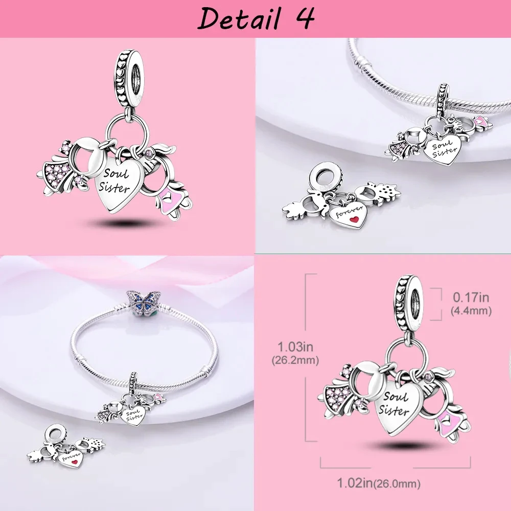Silver Plated Sister In My Heart Friend Friendship Bead Charm Fit Bangle Bracelet Beads Color Women Jewelry Making Love Gift