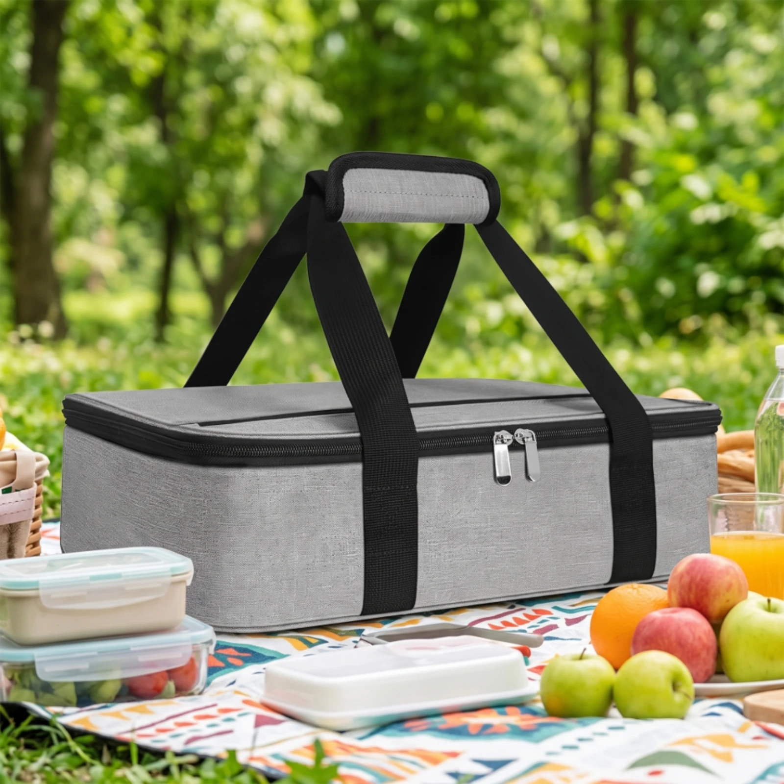 Casserole Carrier Slim Insulated Food Carrier Insulated Carry Bag with Padded Handle Soft-Sided Catering Bag Reusable