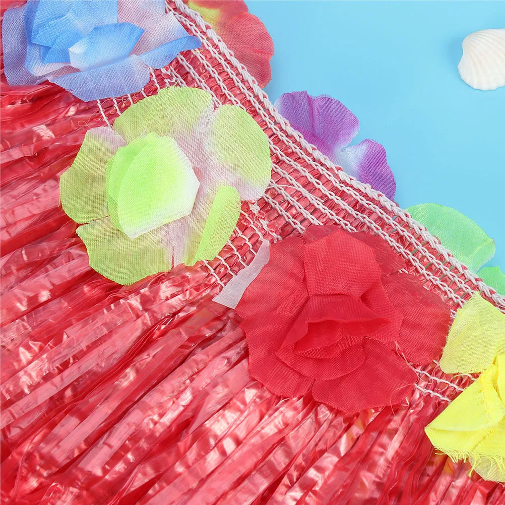 Ensemble jupe en herbe pour enfants, 4 pièces, 40Cm, taille élastique, fleur colorée, fête hawaïenne Luau, thème de plage, Costume de danse tropicale pour enfants