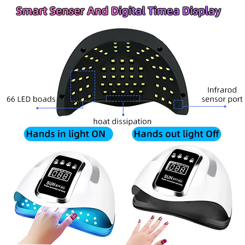 66 LED UV Lamp For Nails Gel Polish Nail Drying Lamp With Smart Sensor Gel Lamp For Manicure Machine Nail Art Salon Equipment