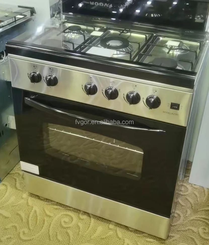 30 Inch Gas Freestanding Range 4 Burner Stainless Steel Single Oven Household 60L Capacity