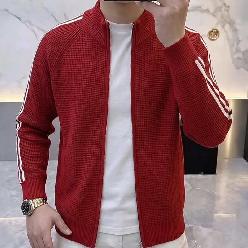 2026 Autumn Collection Thickened Zippered Cardigan Sweater Knitting Men Slim Sweater Garment Coat Noel Kazak Heren Sweater