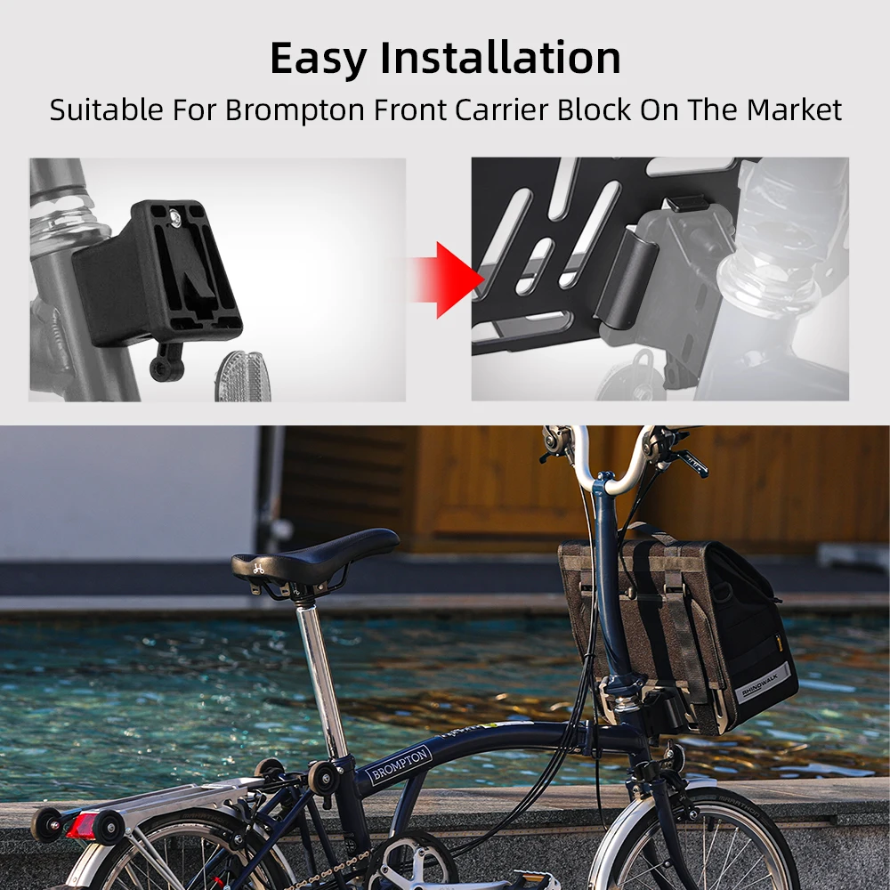 Rhinowalk Bike Handlebar Bag 13L Quick Release Waterproof Bicycle Front Tube Bag With Carrier Black For Brompton Folding Bike